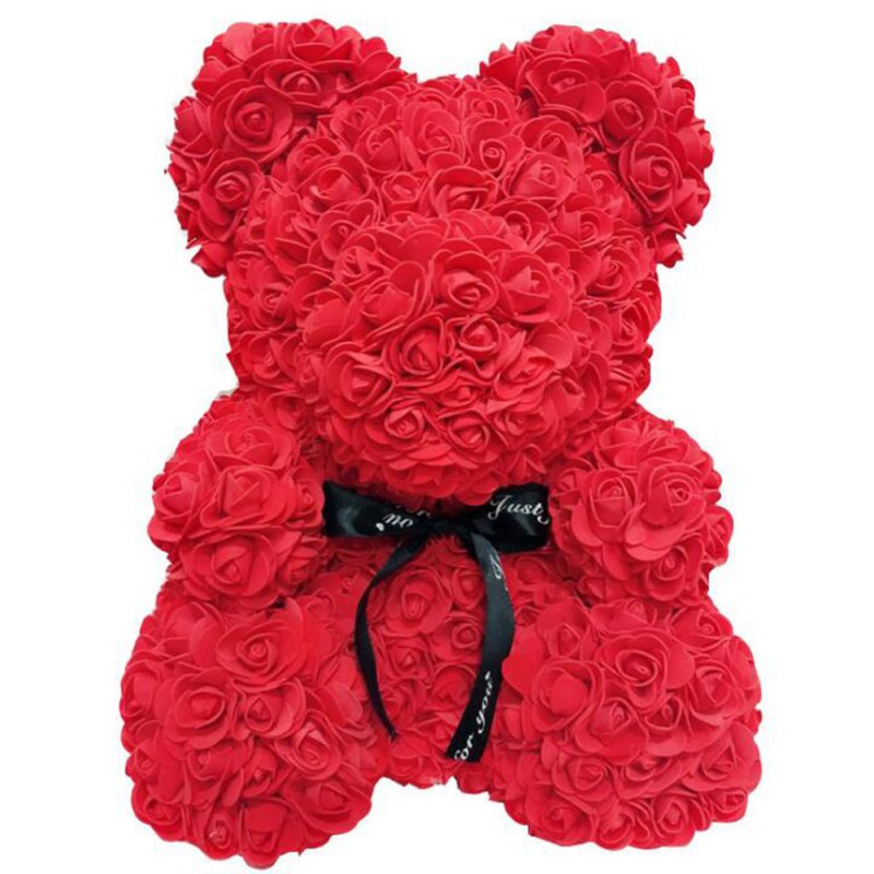 flower teddy bear in box